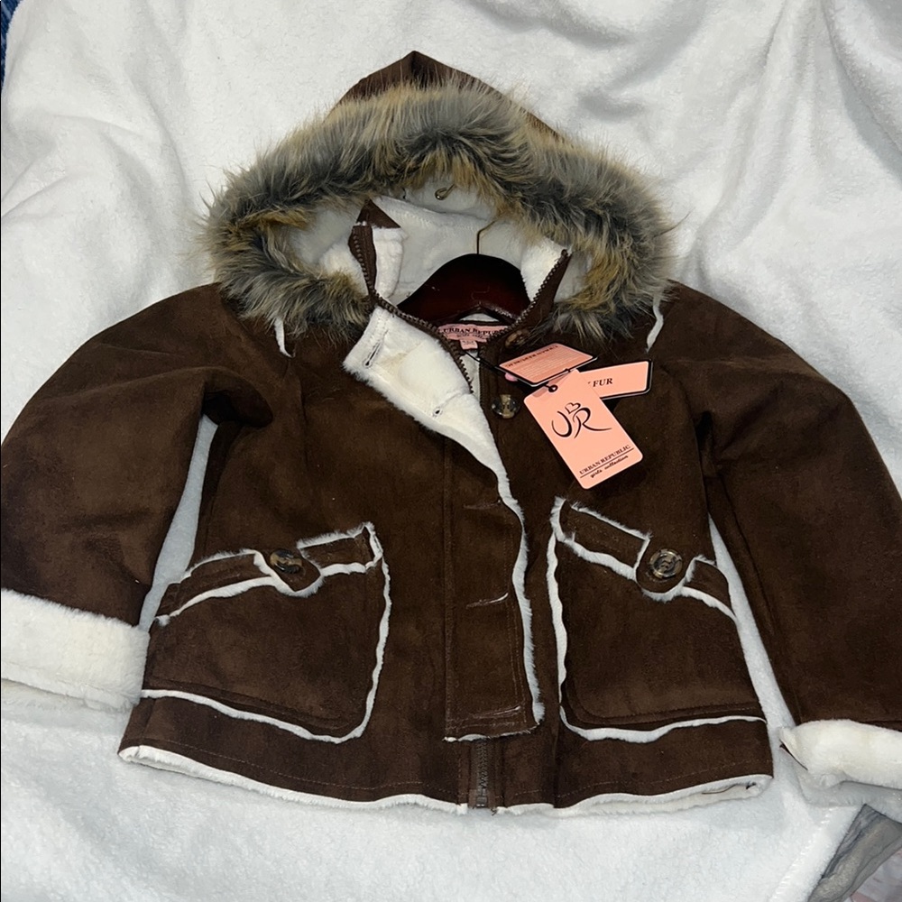 NWT Urban Republic Brown Faux Fur Hooded Jacket